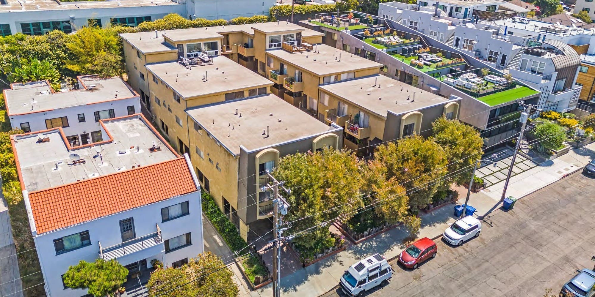 Drone aerial of 2727 3rd Street from the OM cover