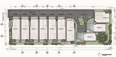 Site plan of the 10-parcel small-lot subdivision